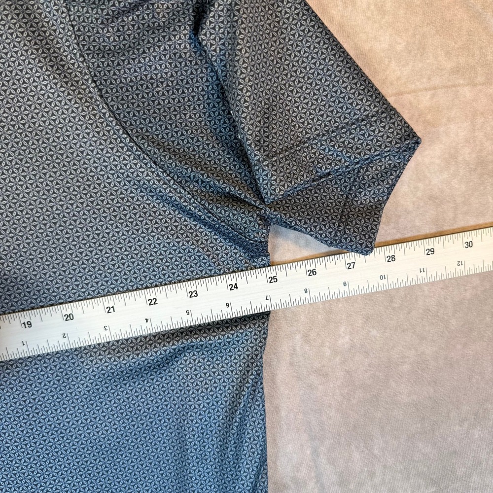 Kenneth Cole Golf Polo Mens XXL Grey Blue Geometric Print Stretch Preppy Casual - Picture 6 of 7